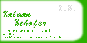 kalman wehofer business card